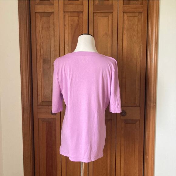 Talbots Lavender Scoop Neck Tee, Size LP - Picture 3 of 5